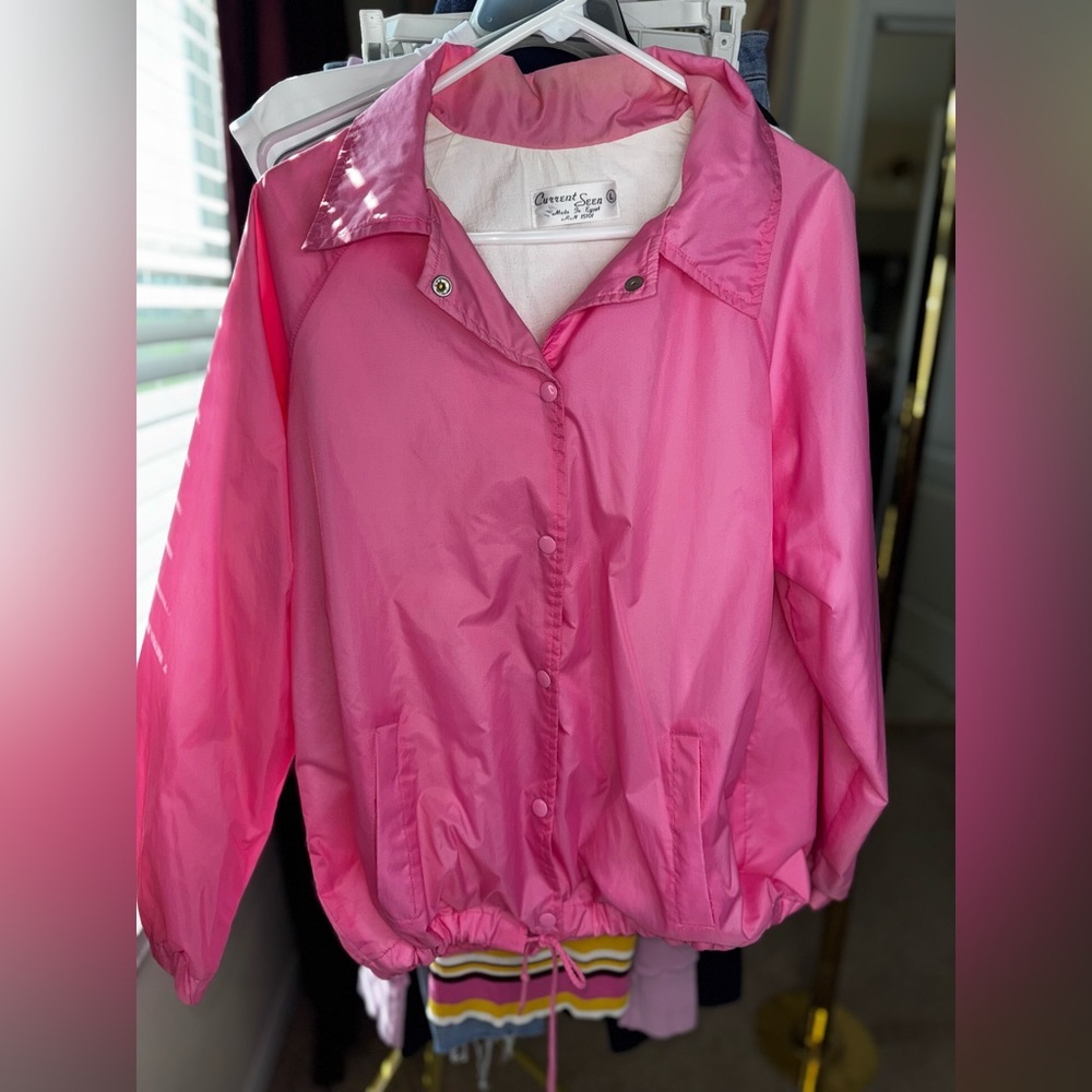 Vibrant Pink Utility Jacket vintage women’s rain jacket - Large - Current Seen